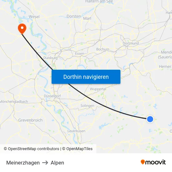 Meinerzhagen to Alpen map