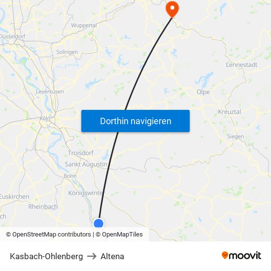 Kasbach-Ohlenberg to Altena map