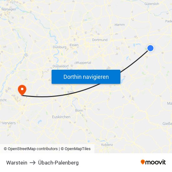 Warstein to Übach-Palenberg map