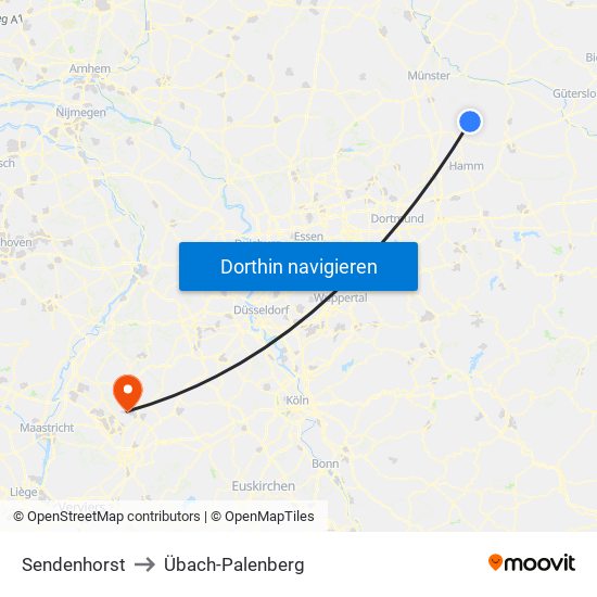 Sendenhorst to Übach-Palenberg map