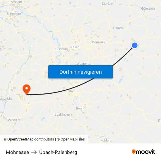 Möhnesee to Übach-Palenberg map