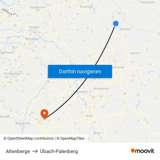 Altenberge to Übach-Palenberg map