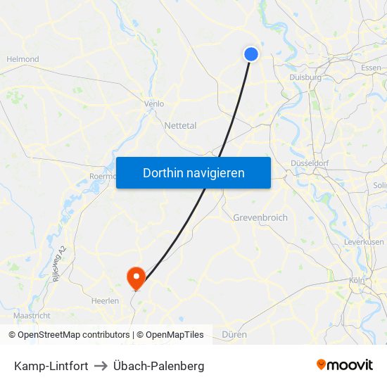 Kamp-Lintfort to Übach-Palenberg map