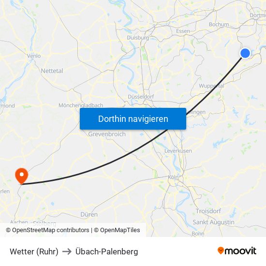 Wetter (Ruhr) to Übach-Palenberg map