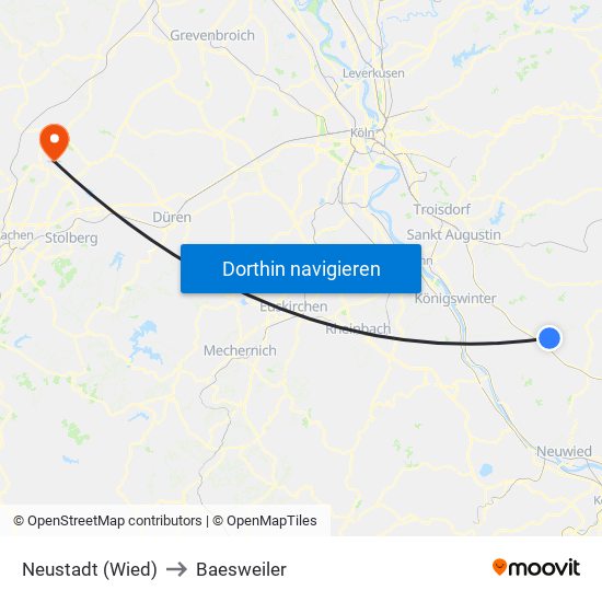 Neustadt (Wied) to Baesweiler map