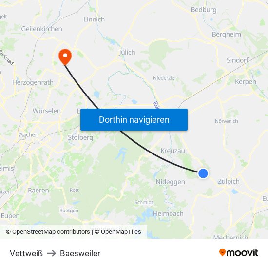 Vettweiß to Baesweiler map