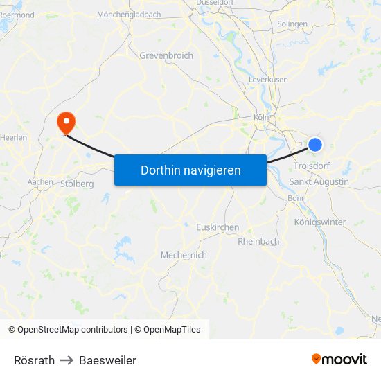 Rösrath to Baesweiler map