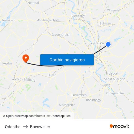 Odenthal to Baesweiler map