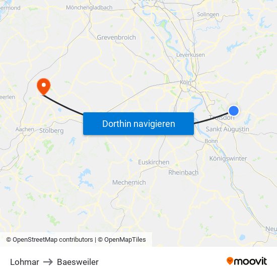 Lohmar to Baesweiler map