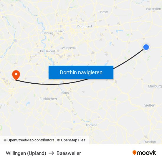 Willingen (Upland) to Baesweiler map