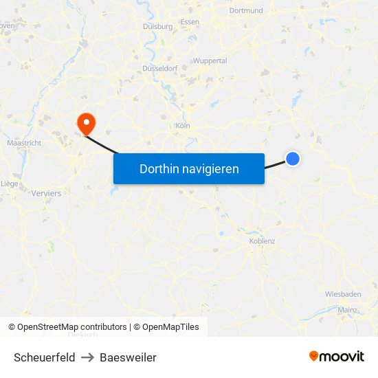 Scheuerfeld to Baesweiler map