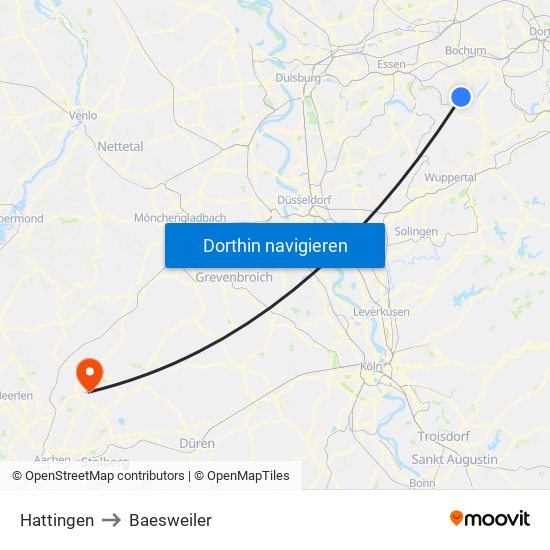 Hattingen to Baesweiler map