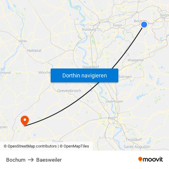 Bochum to Baesweiler map