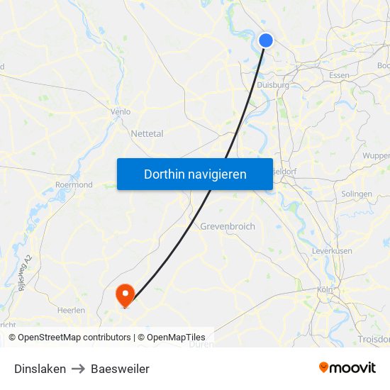 Dinslaken to Baesweiler map