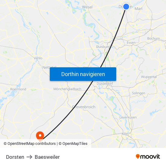 Dorsten to Baesweiler map