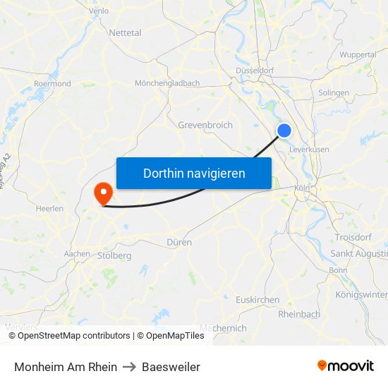 Monheim Am Rhein to Baesweiler map