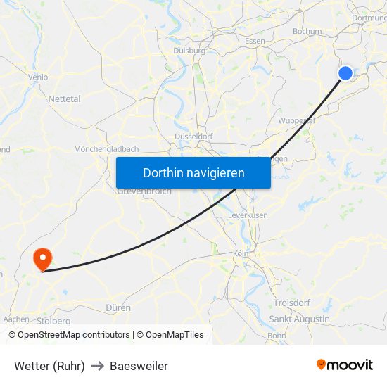 Wetter (Ruhr) to Baesweiler map