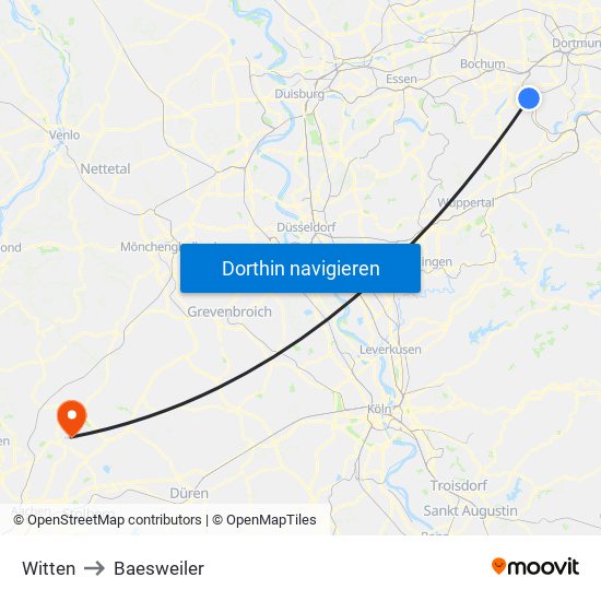 Witten to Baesweiler map