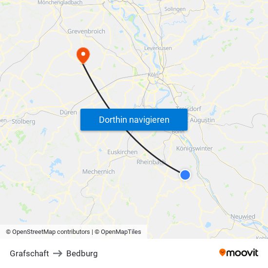 Grafschaft to Bedburg map