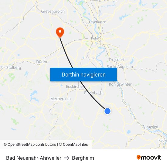 Bad Neuenahr-Ahrweiler to Bergheim map