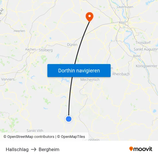 Hallschlag to Bergheim map