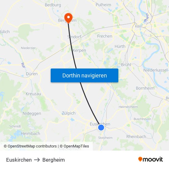 Euskirchen to Bergheim map