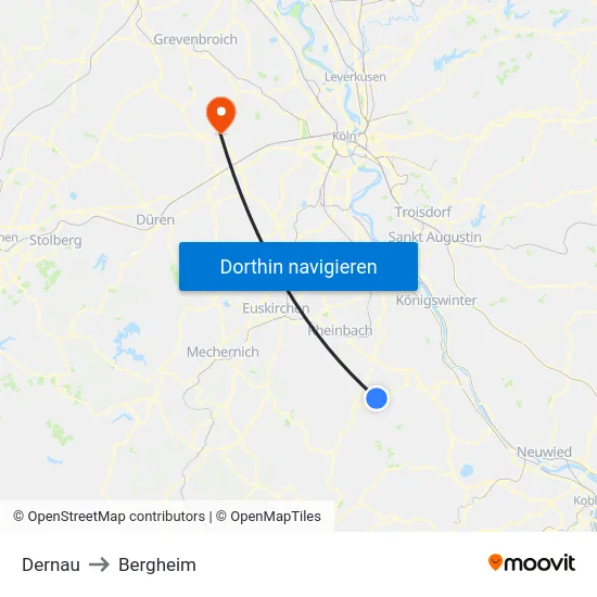 Dernau to Bergheim map