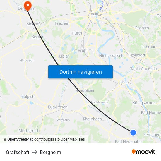 Grafschaft to Bergheim map