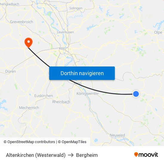 Altenkirchen (Westerwald) to Bergheim map