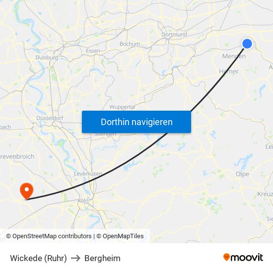 Wickede (Ruhr) to Bergheim map