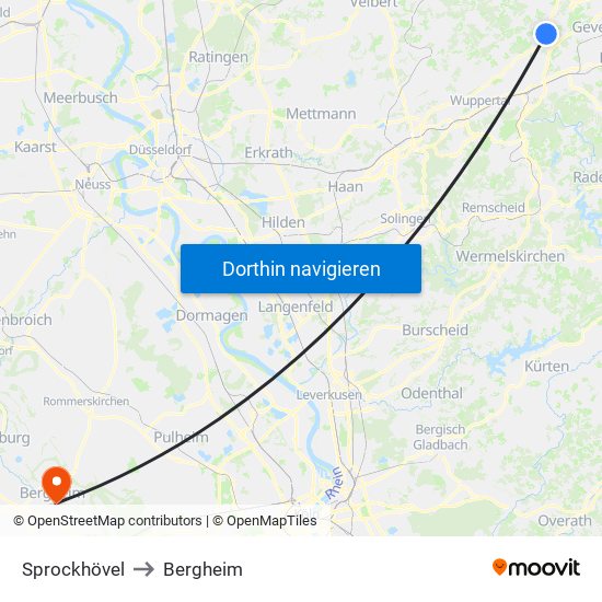 Sprockhövel to Bergheim map