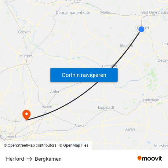 Herford to Bergkamen map