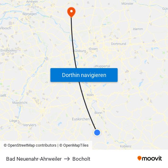 Bad Neuenahr-Ahrweiler to Bocholt map