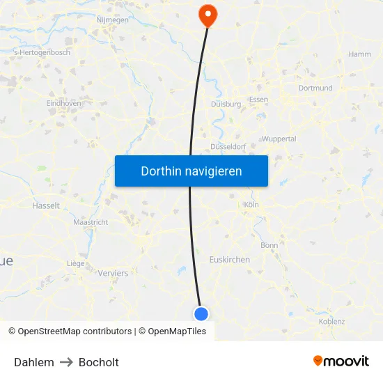 Dahlem to Bocholt map