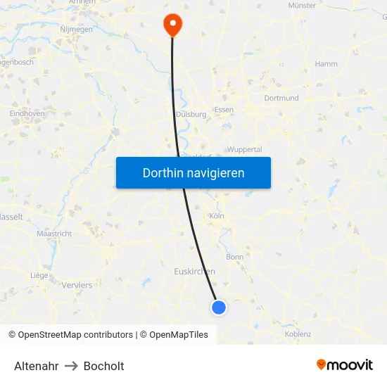 Altenahr to Bocholt map