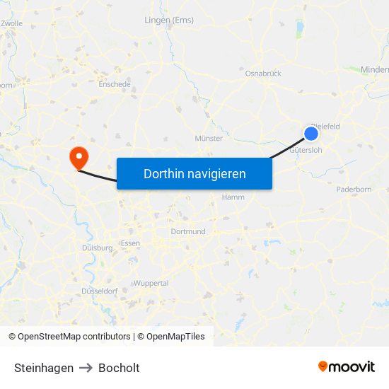 Steinhagen to Bocholt map