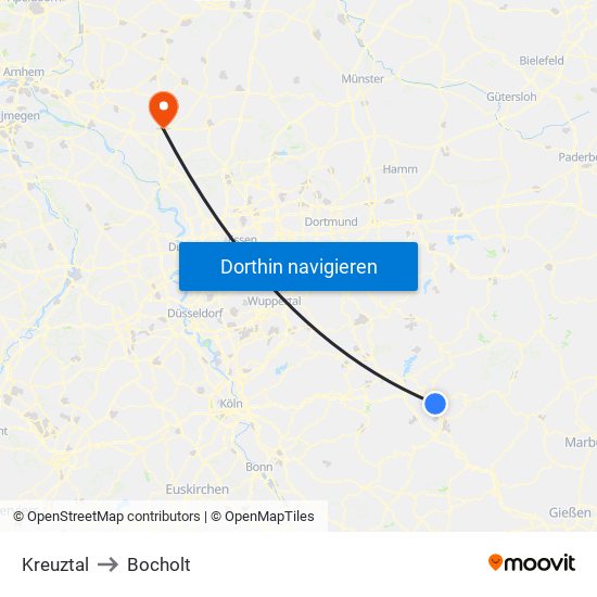 Kreuztal to Bocholt map