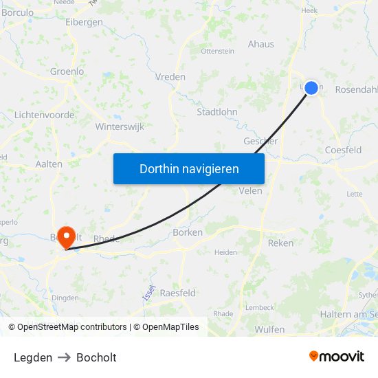 Legden to Bocholt map