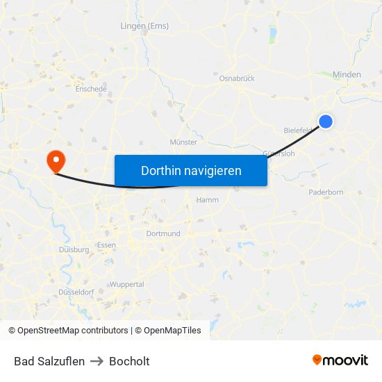 Bad Salzuflen to Bocholt map