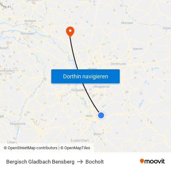 Bergisch Gladbach Bensberg to Bocholt map