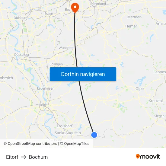 Eitorf to Bochum map