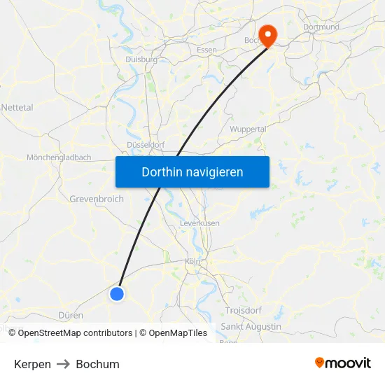 Kerpen to Bochum map