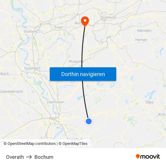 Overath to Bochum map