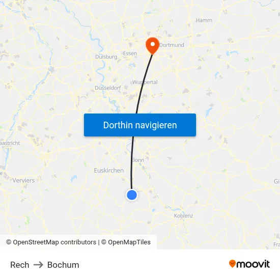 Rech to Bochum map