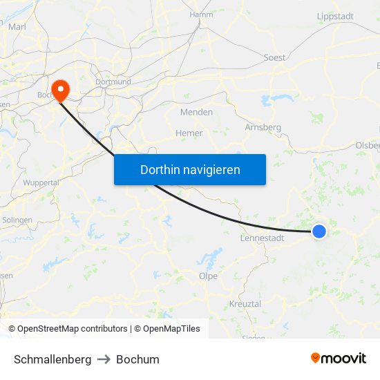 Schmallenberg to Bochum map