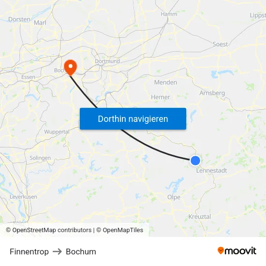 Finnentrop to Bochum map