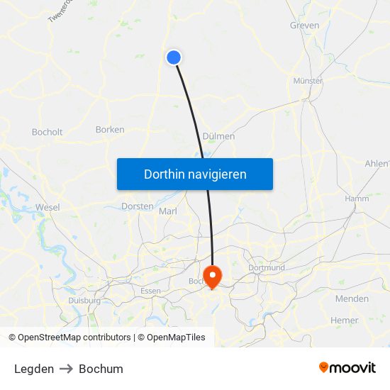 Legden to Bochum map