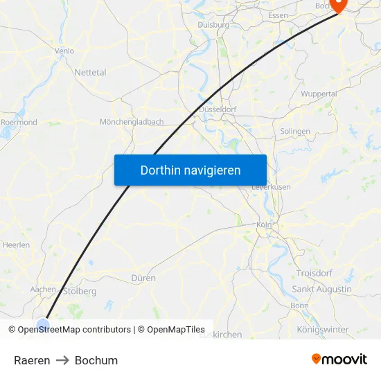 Raeren to Bochum map