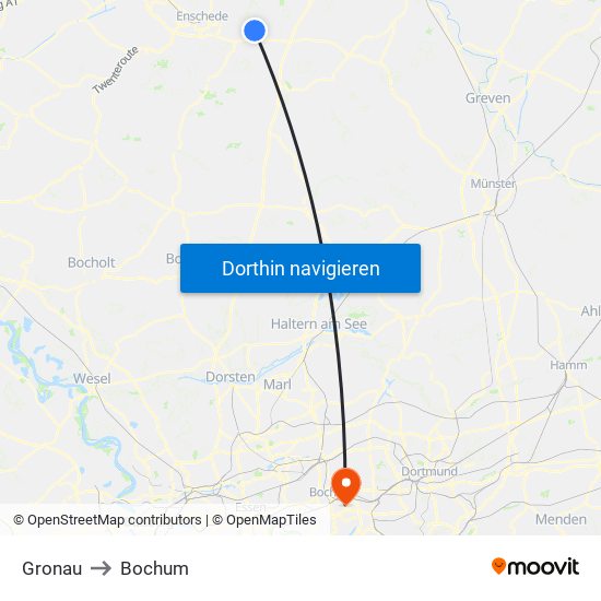 Gronau to Bochum map