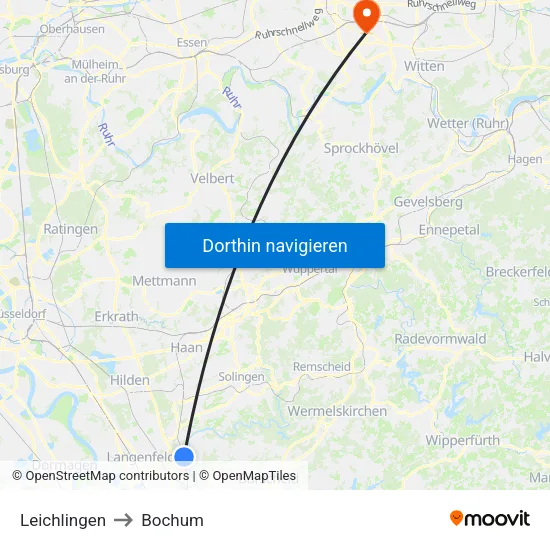 Leichlingen to Bochum map
